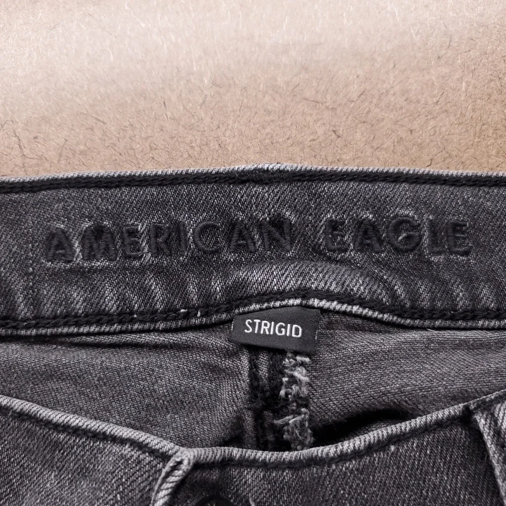 American Eagle Strigid Stovepipe Wide Leg Ankle Jeans Women 8 Black 90s Grunge